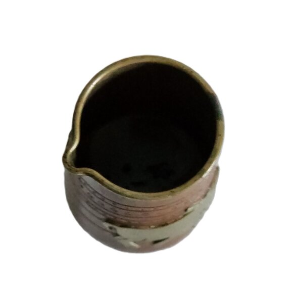 Vintage Copper w/ Sterling Bull Mini Creamer Pitcher Mexico Tlaquepaque FCS - Picture 5 of 9